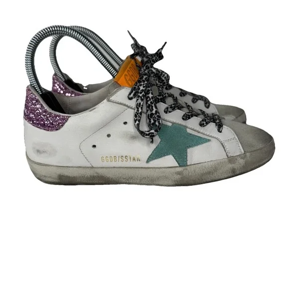 Golden Goose Superstar Classic with List Glitter Sneaker Shoes Womens 36 US 6 - Picture 7 of 16